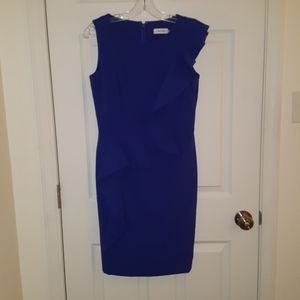Asymmetrical royal blue ruffle dress